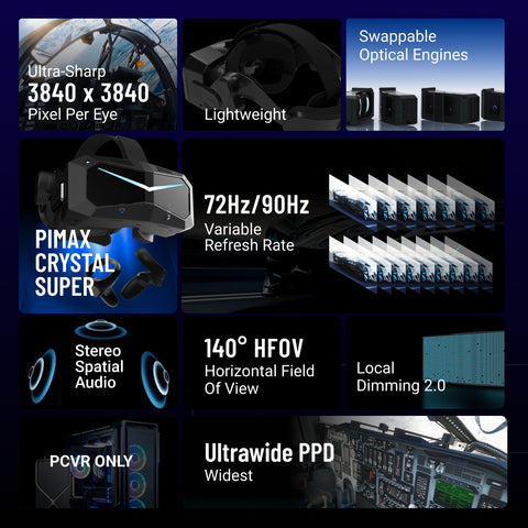 Pimax Crystal Super (Ultrawide 50PPD) - Ideal for Racing and Flight Simulation